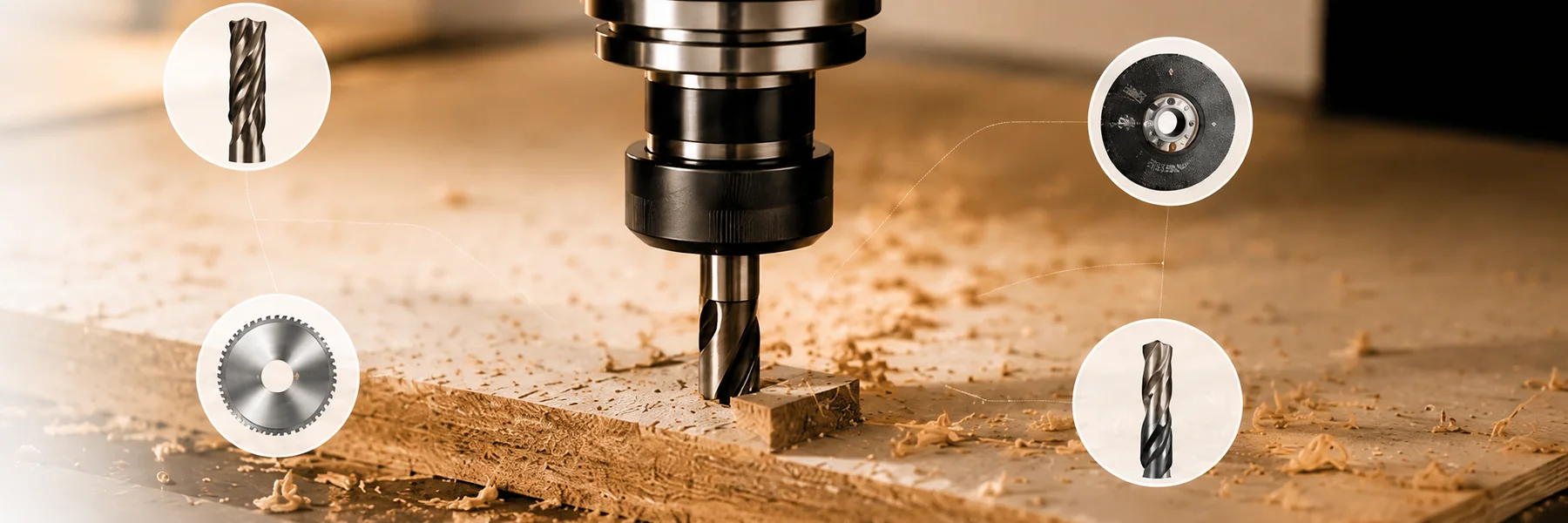 CNC machining with cutting tools for wood and workshop applications